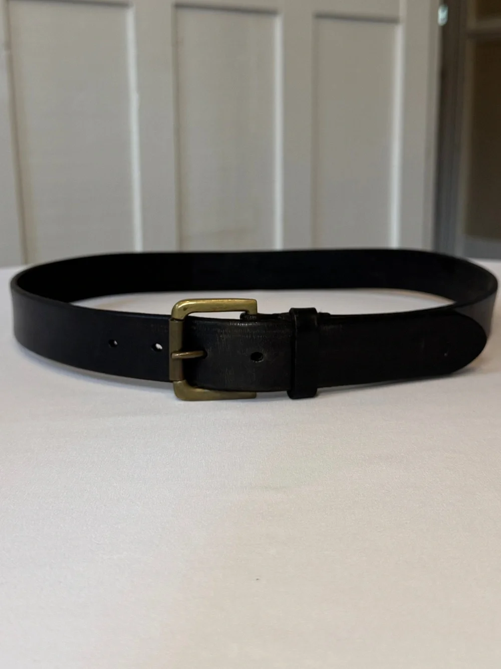 Vintage Polo Ralph Lauren Black Leather Thick Wide Brass Buckle Argentina 36
